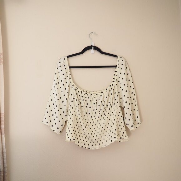 !! NWT BP. x Claudia Sulewski Polka Dot Print Smocked Top sz 1X - Picture 2 of 5